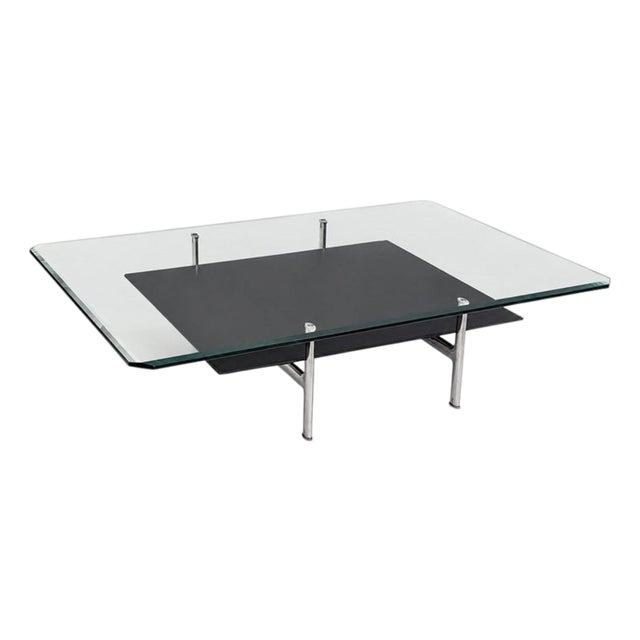1980s Antonio Citterio for B&b Italia Leather, Aluminum & Glass Coffee Table For Sale