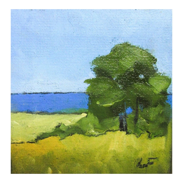 Miniature North Pacific Bluff 4x4 Lynne French Seascape Landscape O/C For Sale