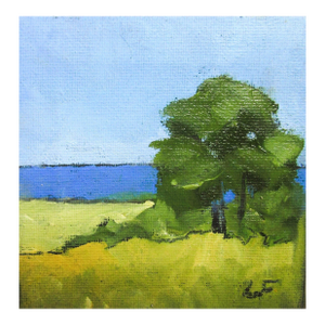Miniature North Pacific Bluff 4x4 Lynne French Seascape Landscape O/C