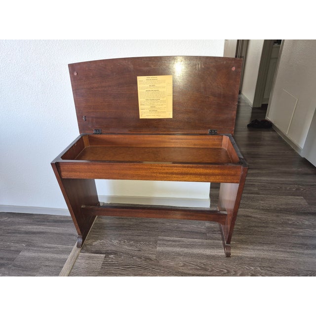 Vintage Hammond Organ Music Bench – Wood Storage Console (Mahogany) For Sale - Image 4 of 6
