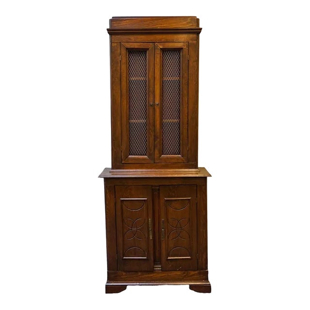 20th Century Early American Premitive Style Pine Two Part Bookcase For Sale