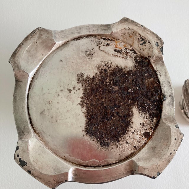 Silver Circa 1900, Benedict Silver Plate Candlesticks, Set of 2, Edwardian Period, Floral Swag Scrollwork Design For Sale - Image 8 of 13