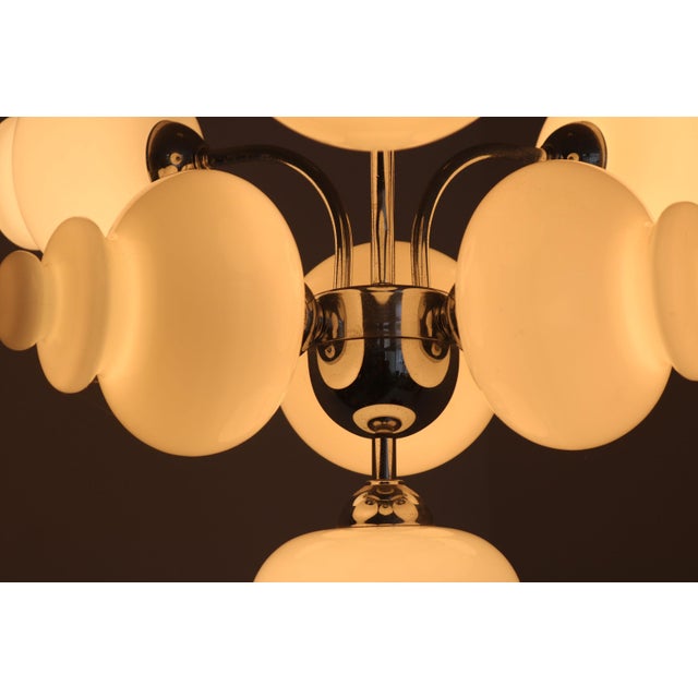 Mid-Century Chandelier in Chrome and Opaline by S.A. Boulanger, 1970 For Sale - Image 4 of 10