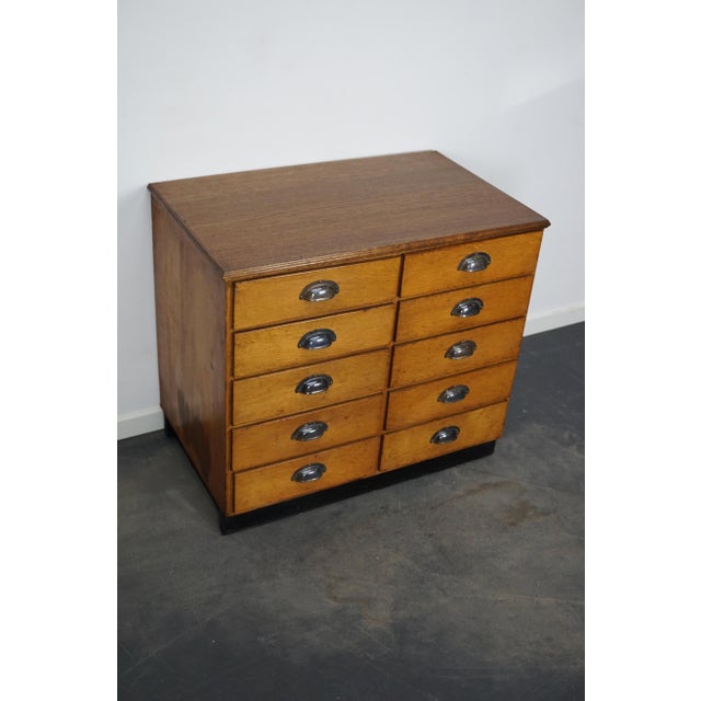 Gold Mid-20th Century German Oak / Pine Apothecary Cabinet or Bank of Drawers For Sale - Image 8 of 12