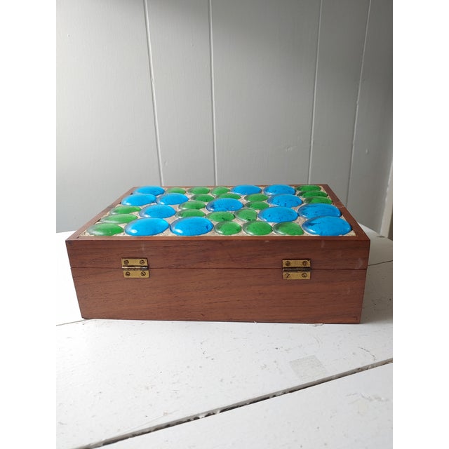 Vintage Teak & Glass Trinket Jewelry Box For Sale - Image 4 of 6