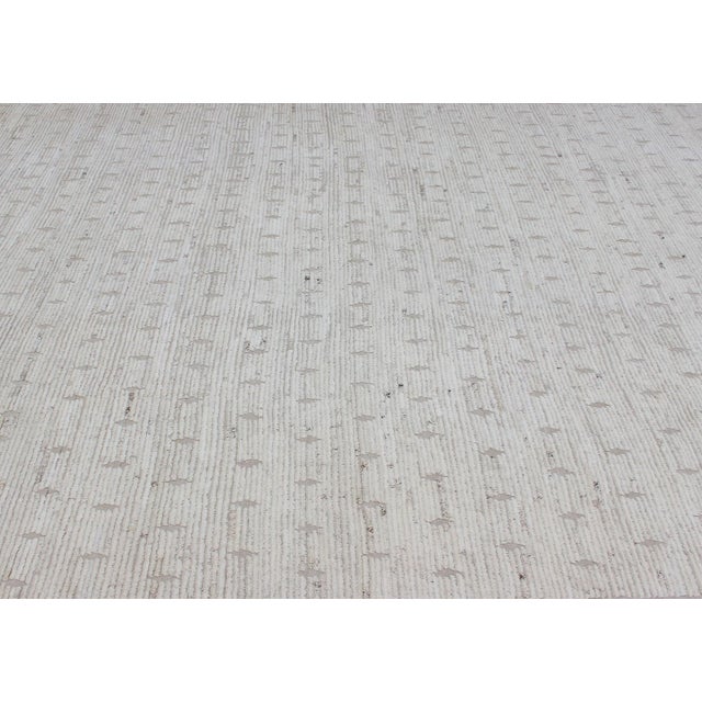 Modern Moroccan Style Tribal Rug in Subtle Ivory and Sand Tones 10'3 X 14'3 For Sale In Atlanta - Image 6 of 14