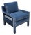 Vintage Newly Upholstered MCM Blue Velvet Parsons Chair For Sale