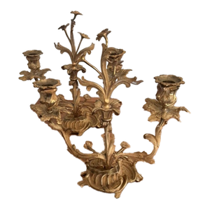 Pair of Louis XV Style Bronze Dore Candelabras