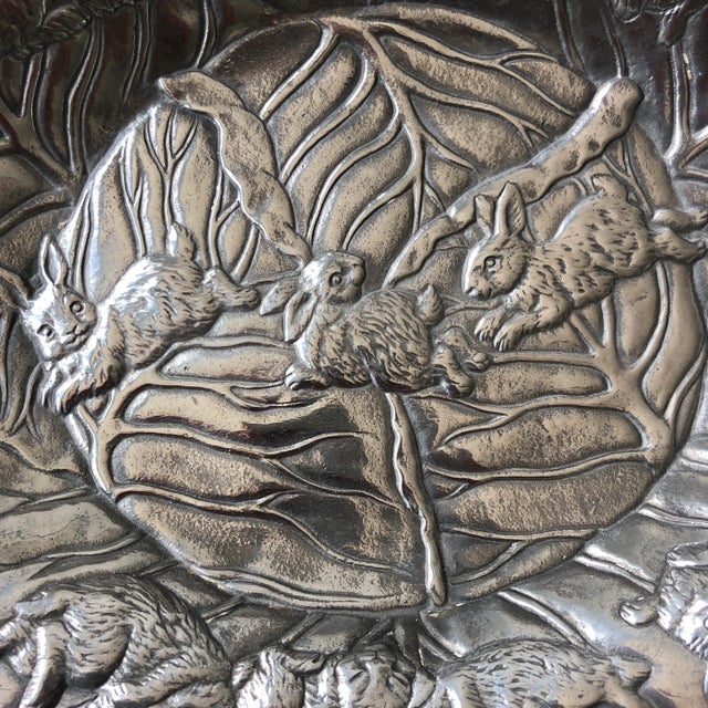 Figurative 1990s Arthur Court Aluminum Bunny Rabbit & Cabbage Leaf Oval Platter For Sale - Image 3 of 8