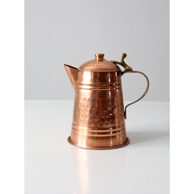 Mid 20th Century Vintage Hammered Copper Teapot With Brass Handle For Sale - Image 5 of 14