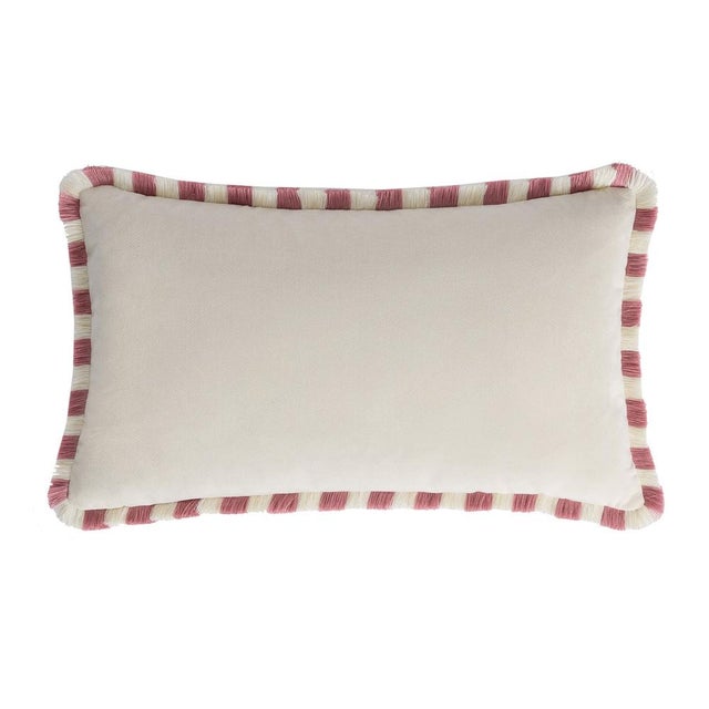 Contemporary Couple Bicolor Happy Cushions White and Pink Velvet from Lo Decor, Set of 2 For Sale - Image 3 of 8