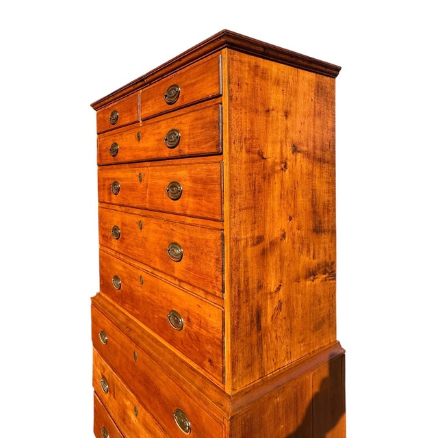 Antique Chippendale New Hampshire Maple Chest on Chest With Hidden Lock Feature For Sale - Image 4 of 12