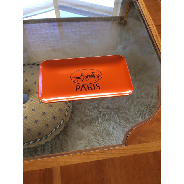 Pumpkin French Equestrian Orange and Brown Hermès Inspired Change Tray For Sale - Image 8 of 9