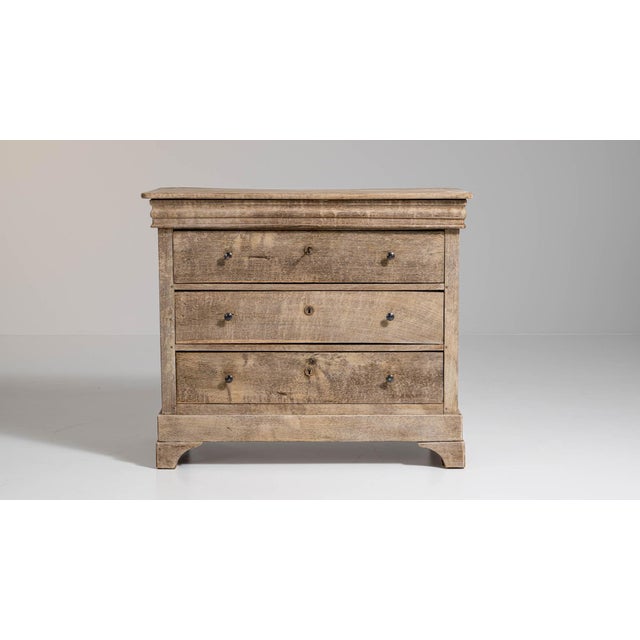 1880-1889 France Whitewashed Oak Whitewashed Oak Commode For Sale - Image 9 of 11