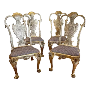 Set of Four Queen Anne Gilded Side Chairs