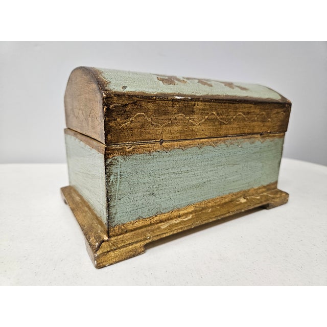 Wood Turquoise and Gilt Italian Trinket Box For Sale - Image 7 of 12