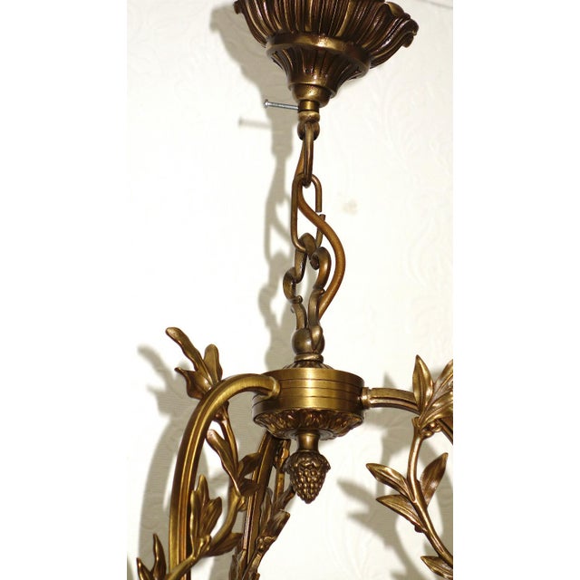 Metal Brass Pendant Light with Marbled Glass Shade, 1950s For Sale - Image 7 of 9