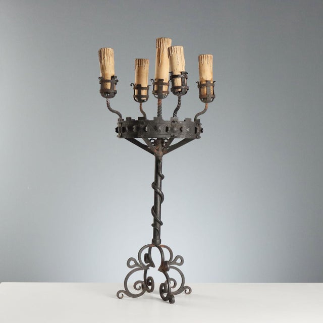Antique Italian Torchère in Wrought Iron with Twisted Serpent, 1800s For Sale - Image 9 of 9