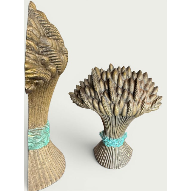 Metal Vintage Cast Iron Wheat Sheaf Doorstop-Gold-Country-Farmhouse-Rustic-Cottage For Sale - Image 7 of 11