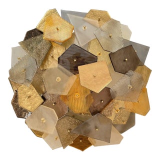 1980s Glass Mid Century Modern Flush Mount, Italy For Sale