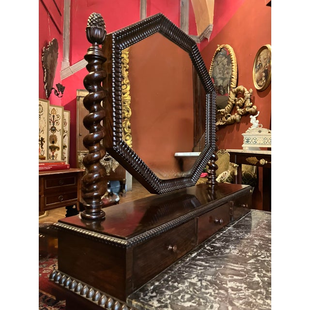 Victorian Dressing Table in Mahogany with Black Marble Top and Mercury Mirror Glass, 1890s For Sale - Image 3 of 12