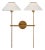 J. Randall Powers for Visual Comfort Signature Hackney 25" Double Tail Sconce in Hand-Rubbed Antique Brass with Linen Shades For Sale