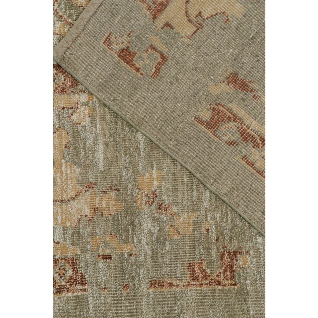 Textile 2010s Rug & Kilim’s Oushak Style Rug in Green With Gold and Rust Floral Patterns For Sale - Image 7 of 9