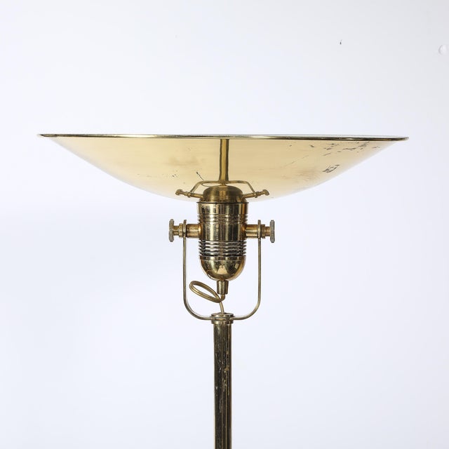Nessen Studio Pair of Mid-Century Articulating Polished Brass Torchieres Signed Nessen Studios For Sale - Image 4 of 18