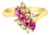 Marquise Ruby Diamond Cluster Ring 14k Yellow Gold, Size 5 For Sale