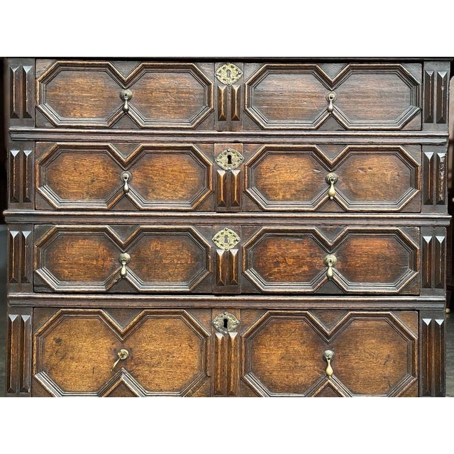 Charles II Oak Geometric Chest of Drawers, 1680s For Sale - Image 12 of 14