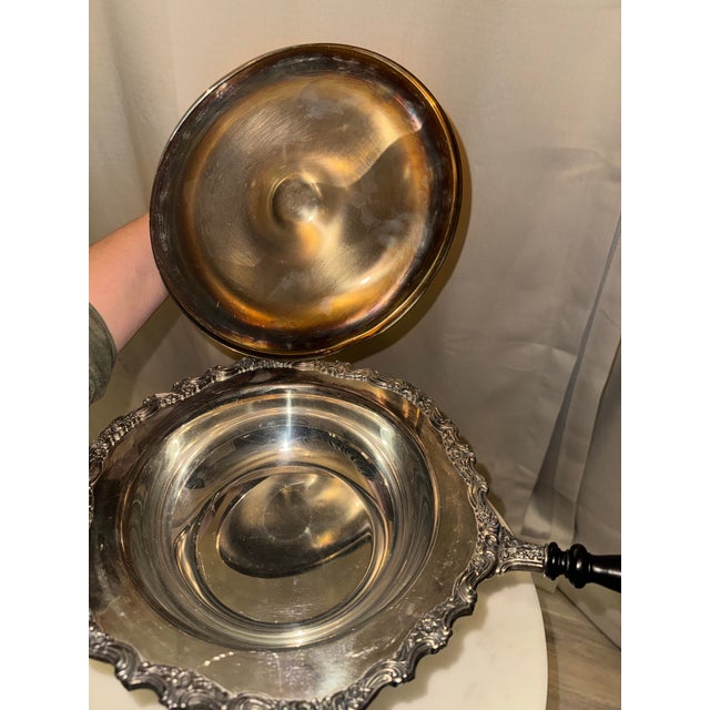 Vintage Webster Wilcox / Oneida Silver-Plated Chafing Dish Pan & Lid With Wood Handle For Sale - Image 9 of 11