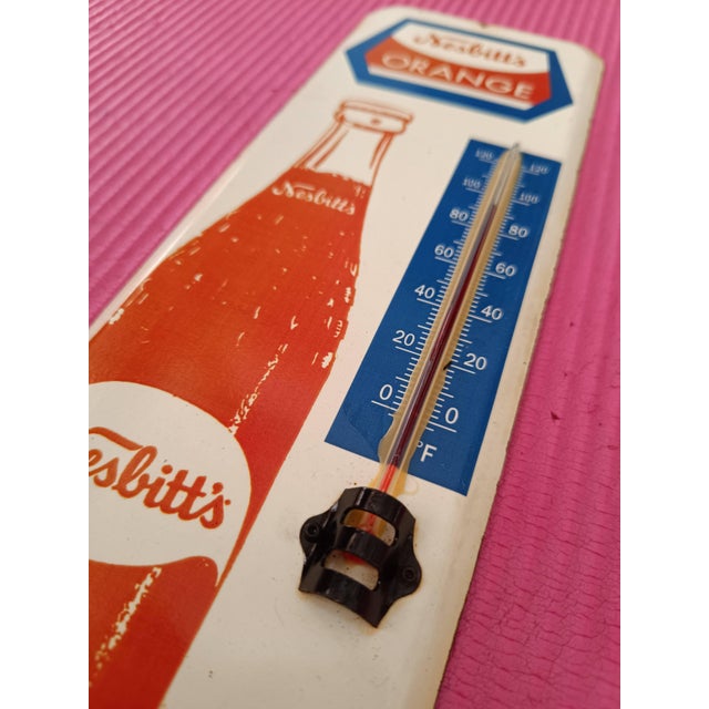 Premium Vintage Style Nesbitt's Orange Soda Bottle Advertising Thermometer Sign For Sale - Image 4 of 13