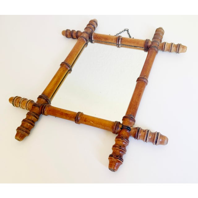 Antique French Faux Bamboo Wall Mirror, 14" X 16", 1920s For Sale In Sacramento - Image 6 of 10