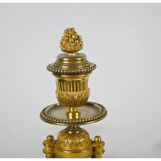 Gold Mid 19th Century Bronze and Marble Candleholders, Set of 2 For Sale - Image 8 of 18