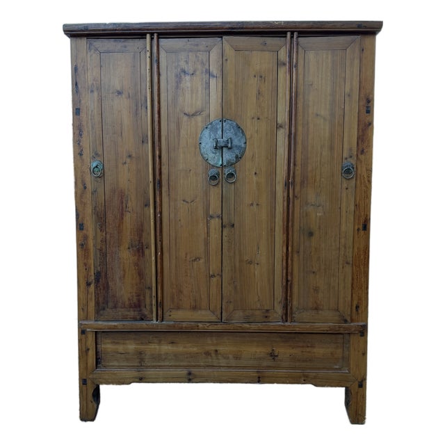 Antique 19th-Century Chinese Elmwood Multi-Door Armoire & Wedding Cabinet For Sale
