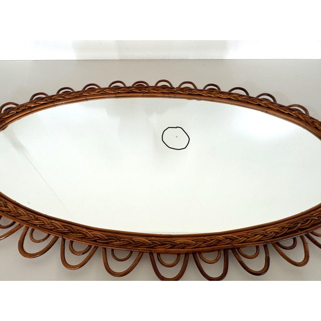 Large Vintage Italian Organic Wall Mirror in Rattan and Bamboo, 1960s For Sale - Image 13 of 15