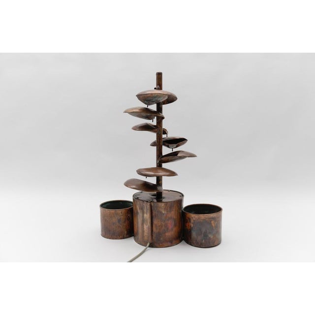 Handmade Electrical Copper Indoor Fountain with Flowers, Italy, 1960s For Sale - Image 4 of 15