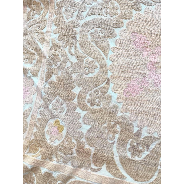 Vintage Suzani Tablecloth From Bukhara, 4'4'' X 5' For Sale - Image 4 of 9