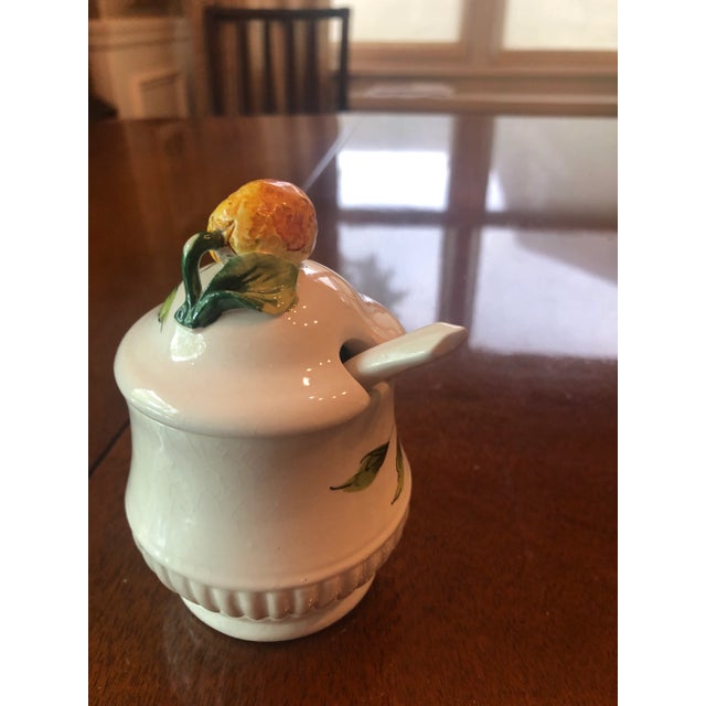 Vintage Hand Painted Italian Jam Pot For Sale - Image 4 of 7