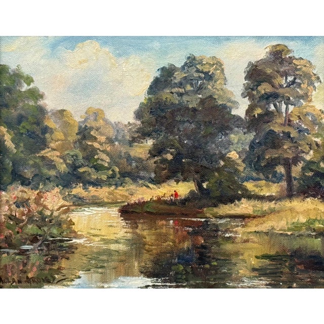 Wood Figures in a Forest by a River Bank in Northern Ireland by 20th Century Artist 1980 Circa For Sale - Image 7 of 18