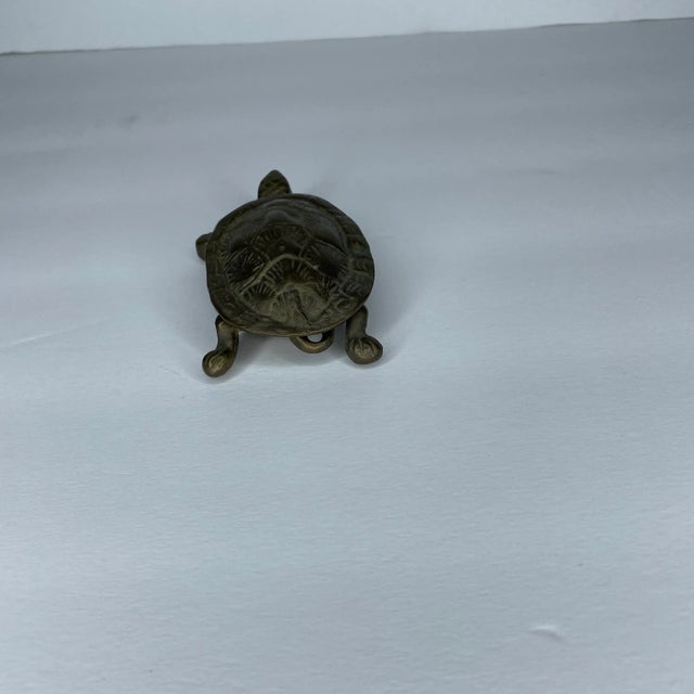 1970s Small Brass Turtle Catchall With Hinged Lid For Sale - Image 5 of 8
