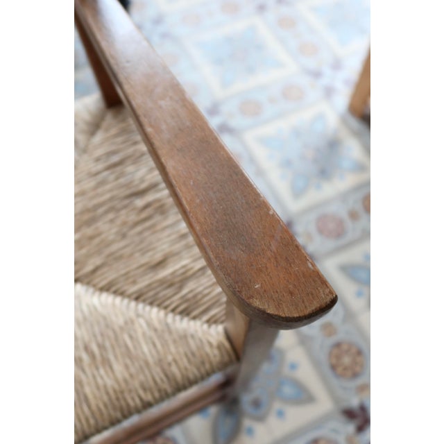 Vintage Wooden Children's High Chair with Straw Seat, 1980s For Sale - Image 6 of 9