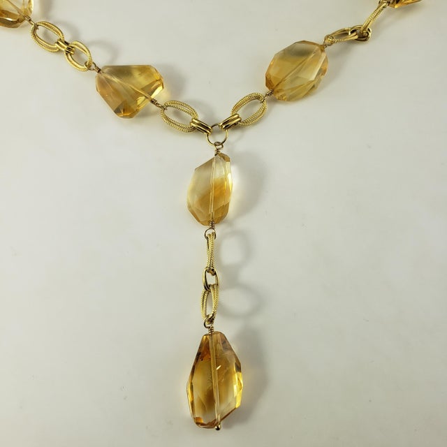 Late 20th Century 14 Karat Yellow Gold Citrine Bead Lariat Necklace For Sale In New York - Image 6 of 8