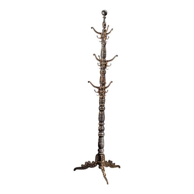 Late 19th Century Wooden & Cast Iron Coat Rack For Sale