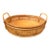 Large Vintage Round Rattan & Cane Serving Tray With Handles For Sale