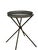 A distinctive vintage folding cocktail table combining a delicate architectural base with an ornate round tray-form top....