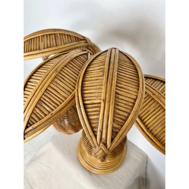 Vintage Rattan Palm Tree Coconut Lamp For Sale In Tampa - Image 6 of 12