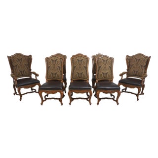 Set of 8 Marge Carson Leather Seat Continental Chairs For Sale