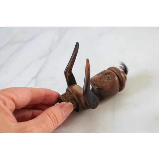 Vintage African Folk Art Sculpture or Doll Carved From Wood and Dark Horn For Sale - Image 13 of 14