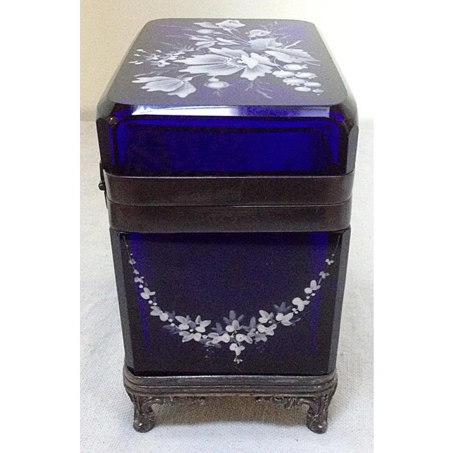 Cobalt Blue Glass Jewelry Box For Sale - Image 5 of 7